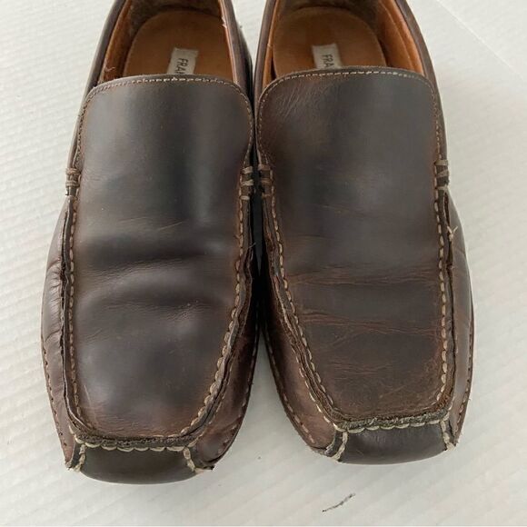Franco Fortini Men 9.5 Max Brown Distressed Leather Driver Slip-on Loafers - Picture 4 of 13